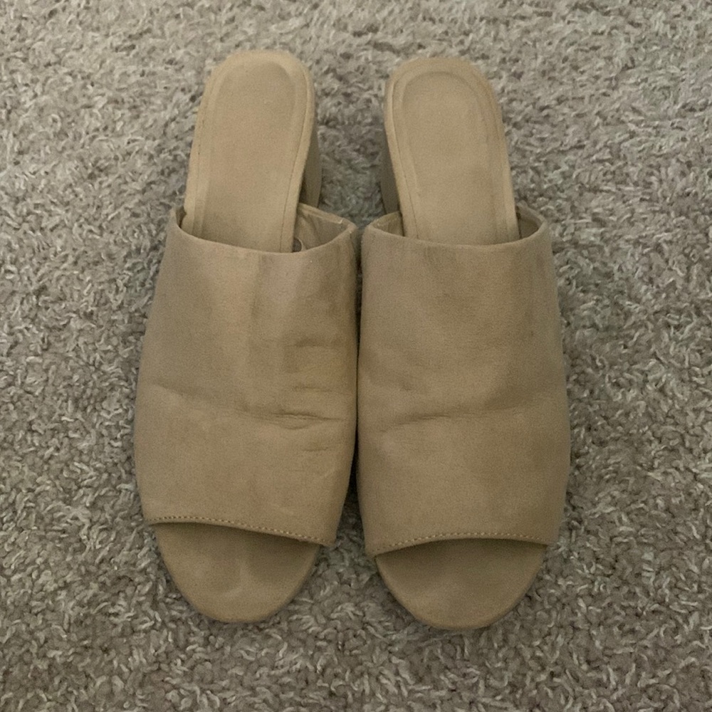 Cream Suede Mules